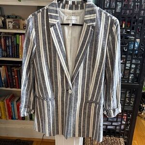 Cupcakes and cashmere linen Navy and Cream Striped Blazer